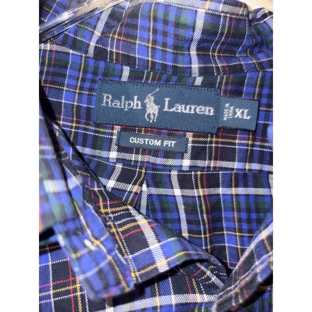 Ralph Lauren Custom Fit XL Blue Plaid Tartan Button Down Shirt Men’s - Picture 4 of 7